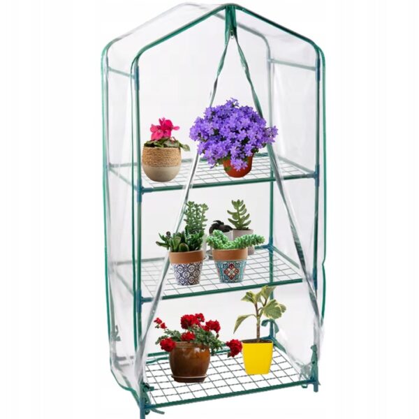 MINI SZKLARNIA OGRODOWA BALKONOWA REGAŁ NA BALKON FOLIA 59x39x126cm - obrazek 2