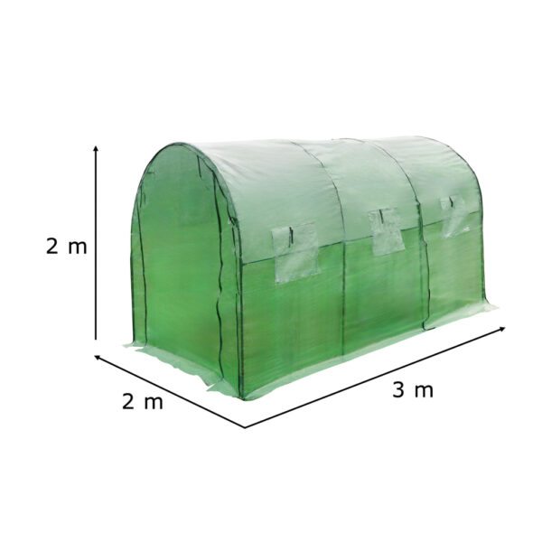 Tunel foliowy 300 x 200 cm 6 m² zielony 3x2 m szklarnia - obrazek 2