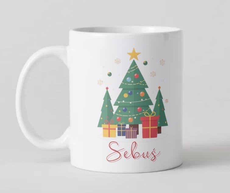 Kubek świąteczny Premium choinka prezent z imieniem personalizacja 330 ml - obrazek 4