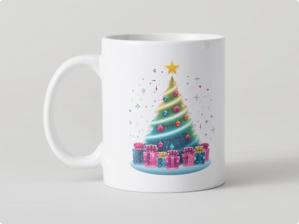 Kubek świąteczny Premium choinka prezent z imieniem personalizacja 330 ml - obrazek 3