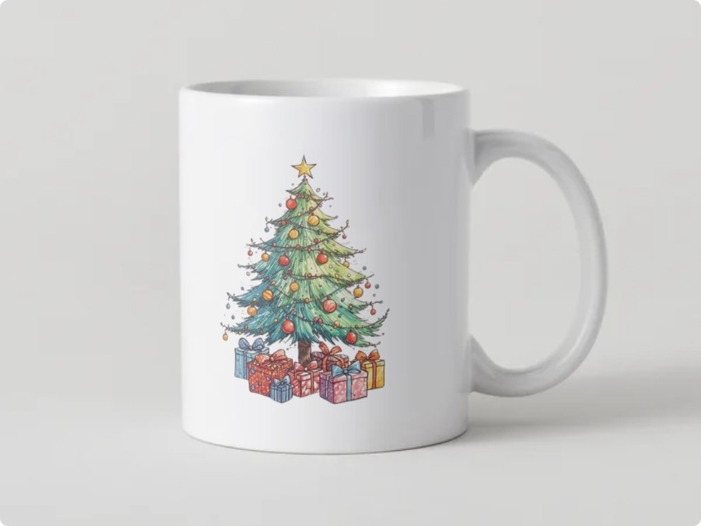 Kubek świąteczny Premium choinka prezent z imieniem personalizacja 330 ml - obrazek 2